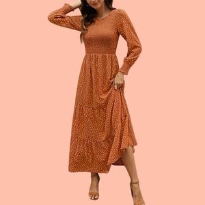 Floral Tiered Maxi Dress Long Sleeve Puff Smocked Ruffle Prairie Cottagecore